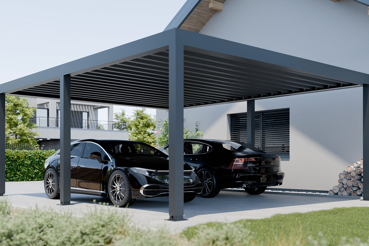 Moderní přístřešek pro auto LAMELINO LITE pro dvě vozidla