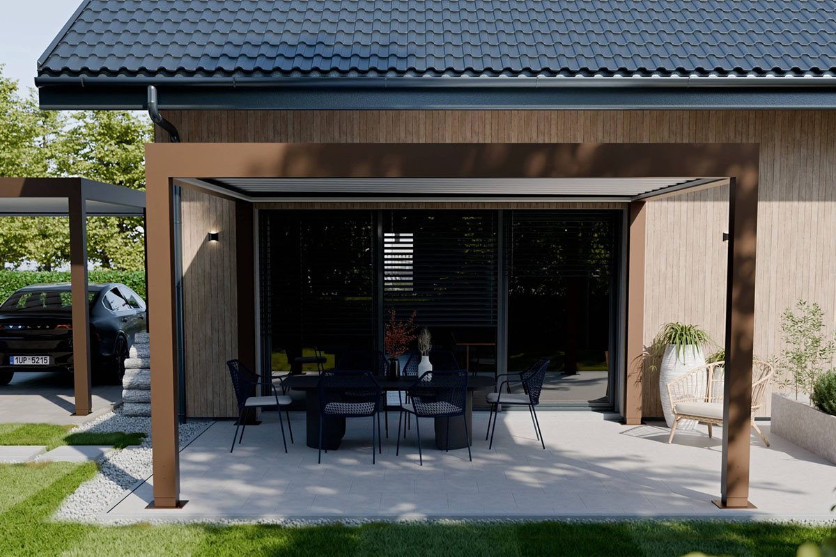 Pergola u domu s pevnou střechou LAMELINO LITE